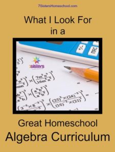 What I Look for in Algebra Curriculum