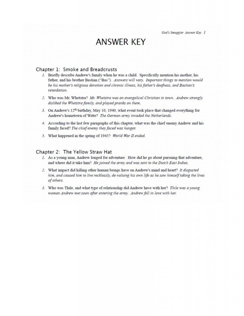 Excerpt from God's Smuggler Study Guide